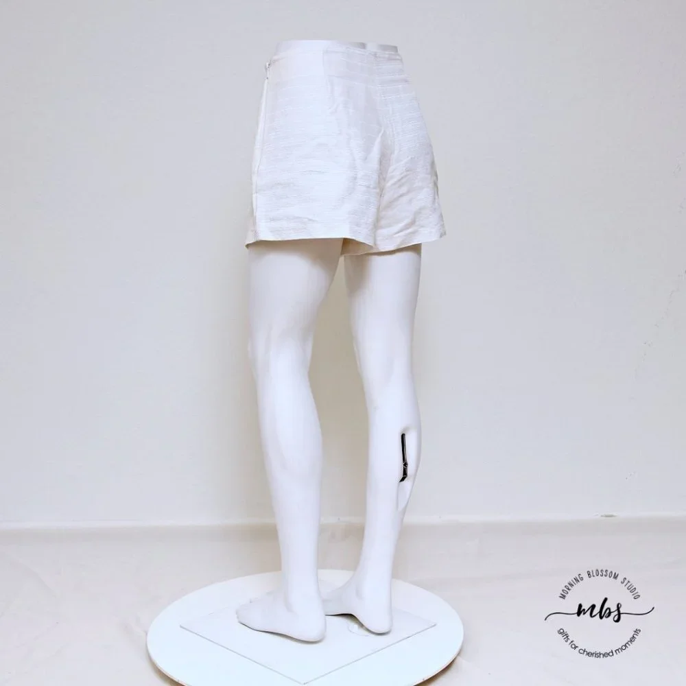 Tory Burch Georgina Silk Linen Cotton‎ Blend High Waist Pleated Shorts